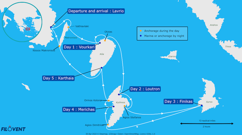 Carte d'un itiénaire d'une semaine aux Seychelles au départ de Mahé