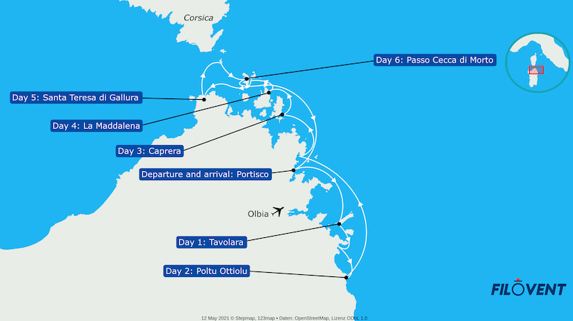 mappa dell'itinerario di navigazione