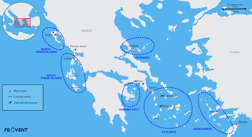 carte delle zone di navigazione della grecia
