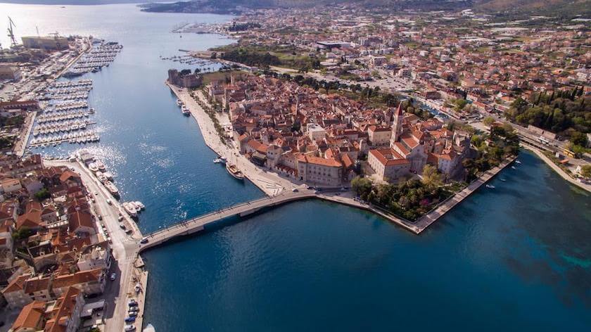aerial view of the city centre of Trogir