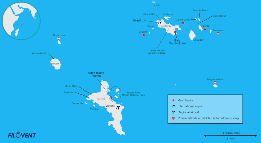 Carte des zones de navigation des Seychelles