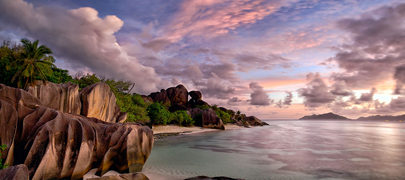 coucher de soleil aux Seychelles