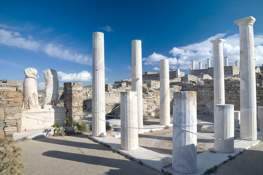 Restos en la isla sagrada de Delos, Grecia