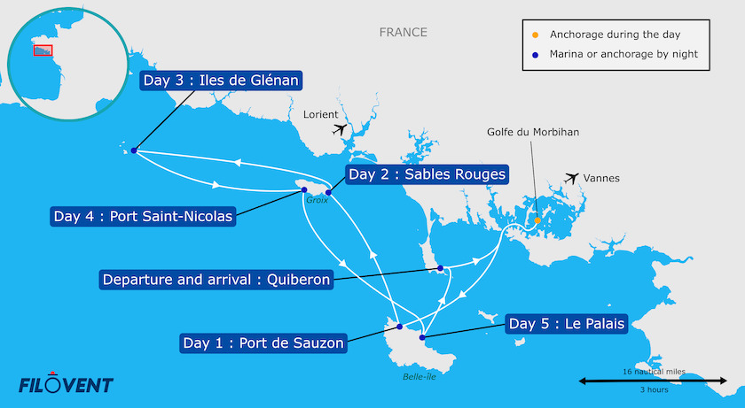 carte itineraire bretagne sud