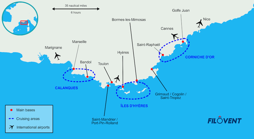 Zones de navigation en France Méditerrranée