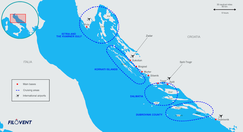 Zones de navigation de l'Istrie et du Golfe de Kvarner