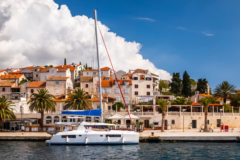 a yacht moored in the port of Stari Grad on the island of Hvar