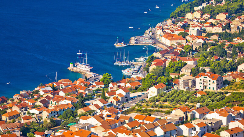 Very pretty village of Bol with its picturesque port, on the South coast of Brač