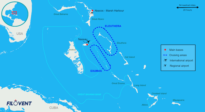 Carte des zones de navigation des Bahamas