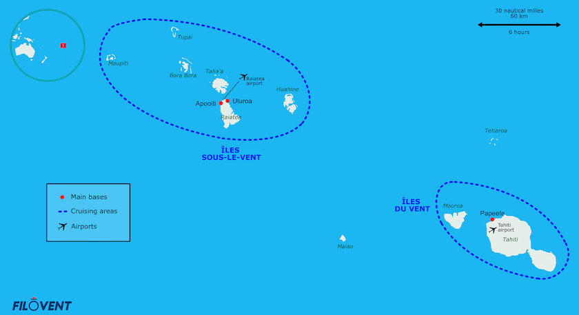Zones de navigation de l'archipel des Îles de la Société en Polynésie française