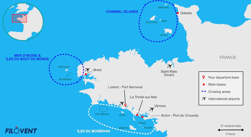 Carte des zones de navigation de la Bretagne
