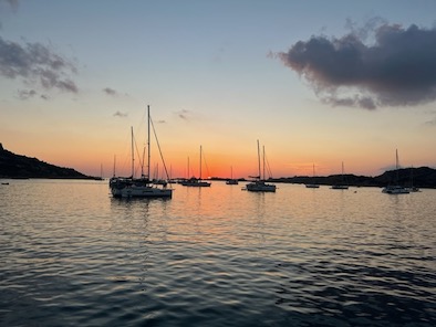 tramonto sulla barca